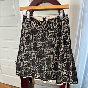 Black lace floral vintage midi skirt